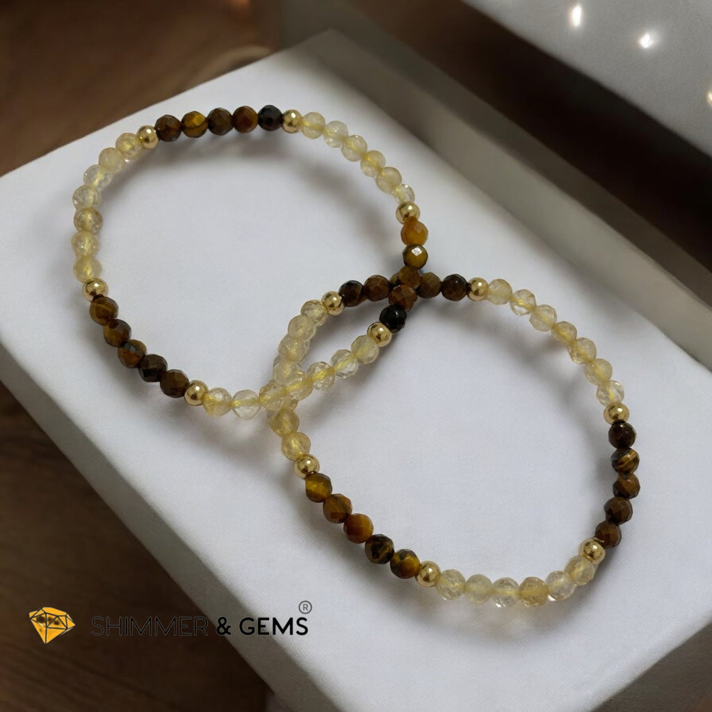 Business Success 4mm Bracelet with Stainless Steel Beads (Tiger Eye & Citrine)