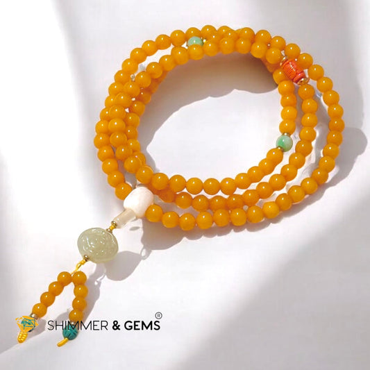 Butter Amber 7mm Mala 108 Beads (Premium Grade)