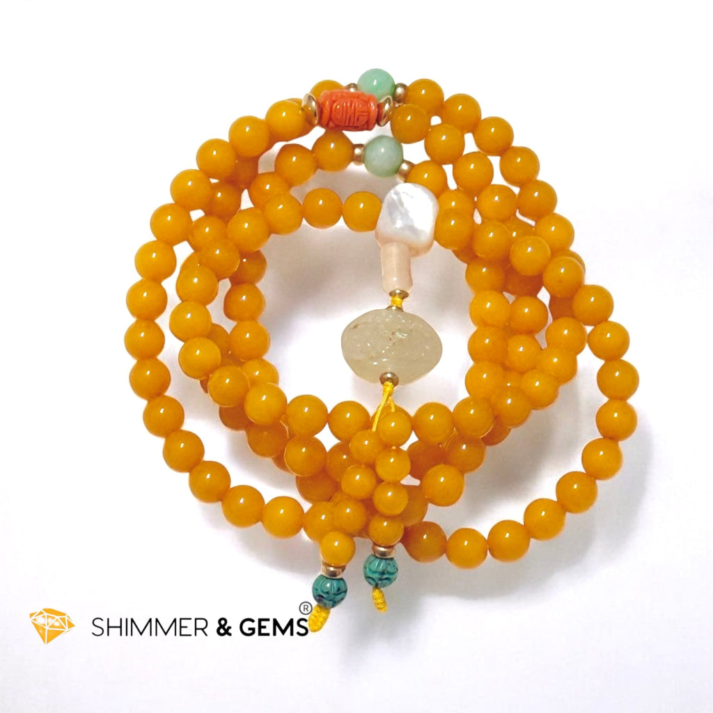 Butter Amber 7mm Mala 108 Beads (Premium Grade)