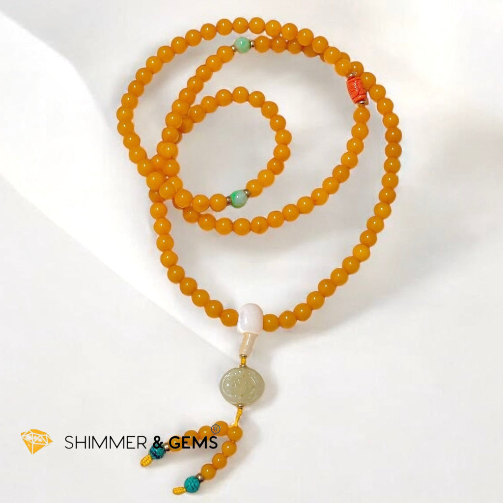 Butter Amber 7mm Mala 108 Beads (Premium Grade)