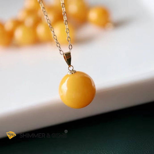 Butter Amber Bead 18K Gold Pendant 10Mm Only Charms & Pendants