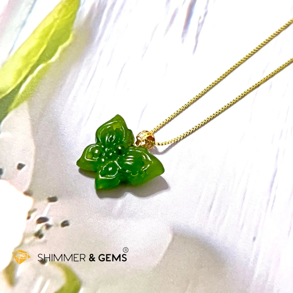 Butterfly Jade Nephrite 18k Gold Pendant