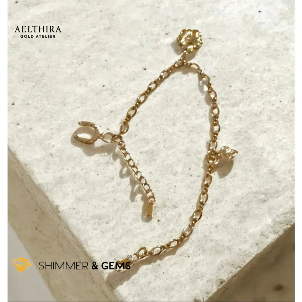 Cable Chain 14K Gold Filled Bracelet with Lucky Charms Adjustable chain