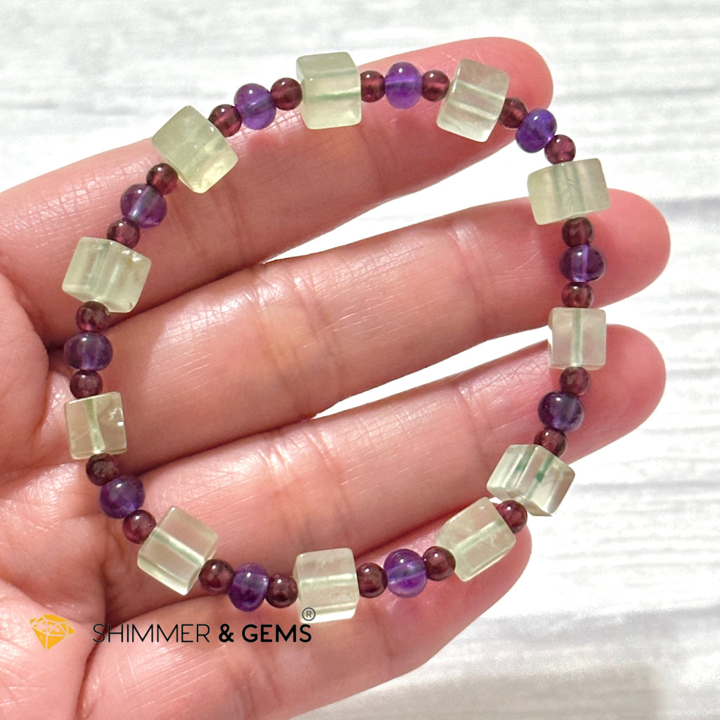 Calmness & Joy Bracelet (Prehnite, Amethyst and Garnet)
