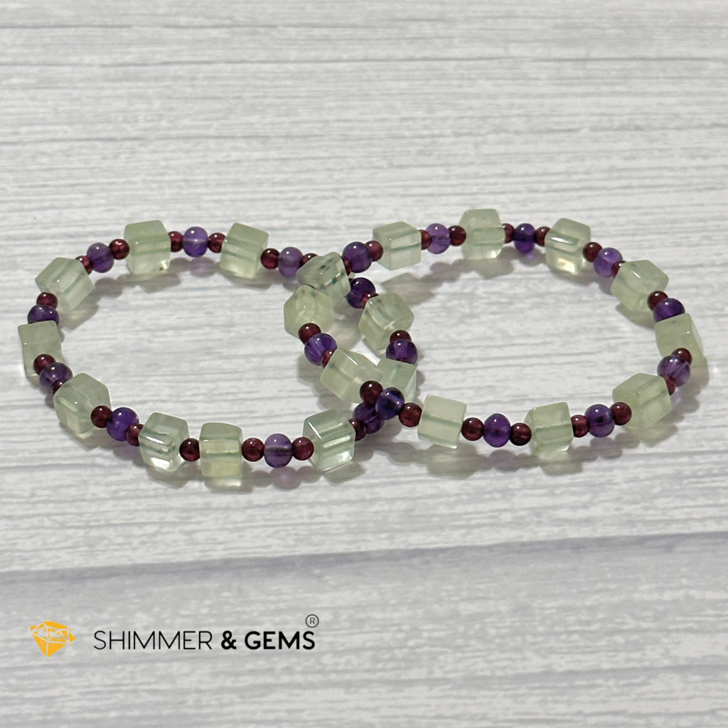 Calmness & Joy Bracelet (Prehnite, Amethyst and Garnet)