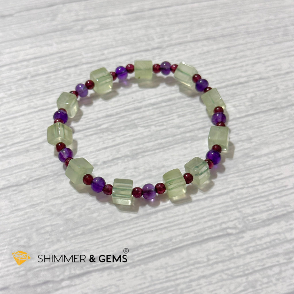 Calmness & Joy Bracelet (Prehnite, Amethyst and Garnet)