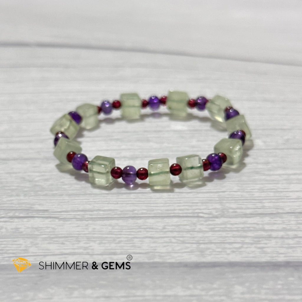 Calmness & Joy Bracelet (Prehnite, Amethyst and Garnet)