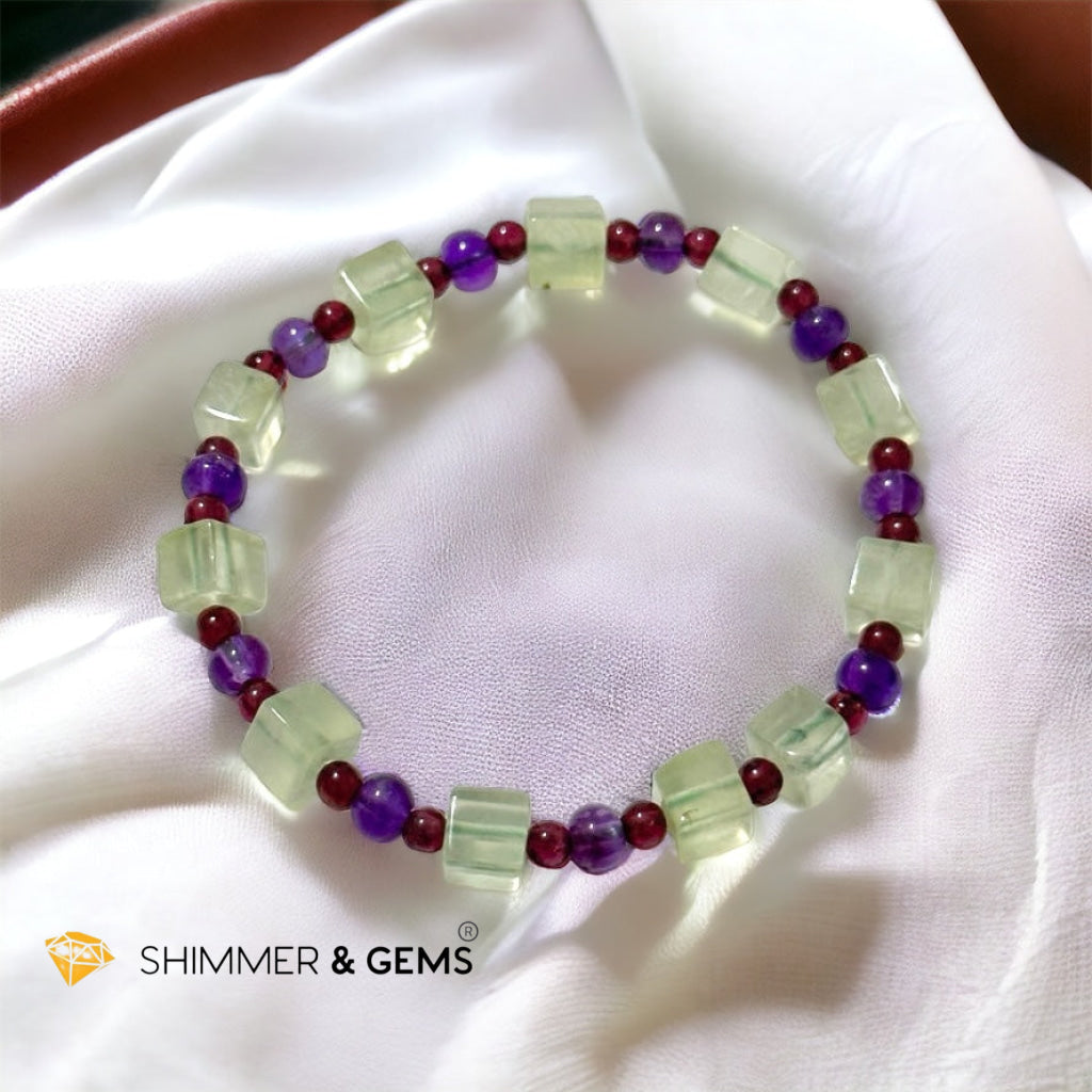 Calmness & Joy Bracelet (Prehnite, Amethyst and Garnet)
