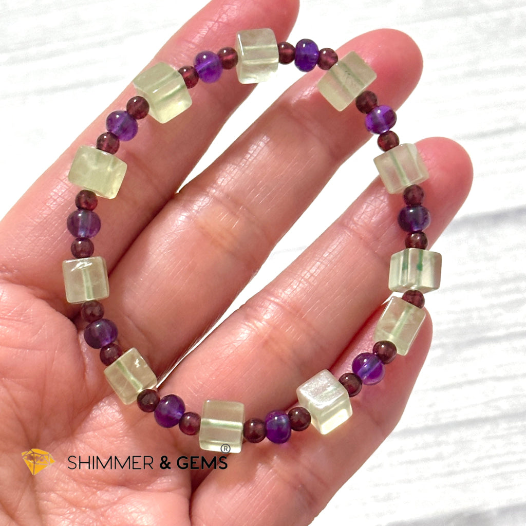 Calmness & Joy Bracelet (Prehnite, Amethyst and Garnet)