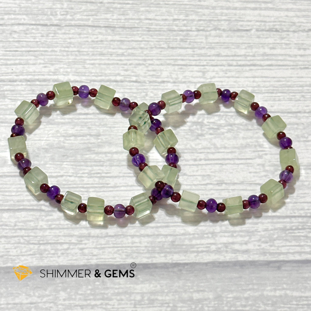 Calmness & Joy Bracelet (Prehnite, Amethyst and Garnet)