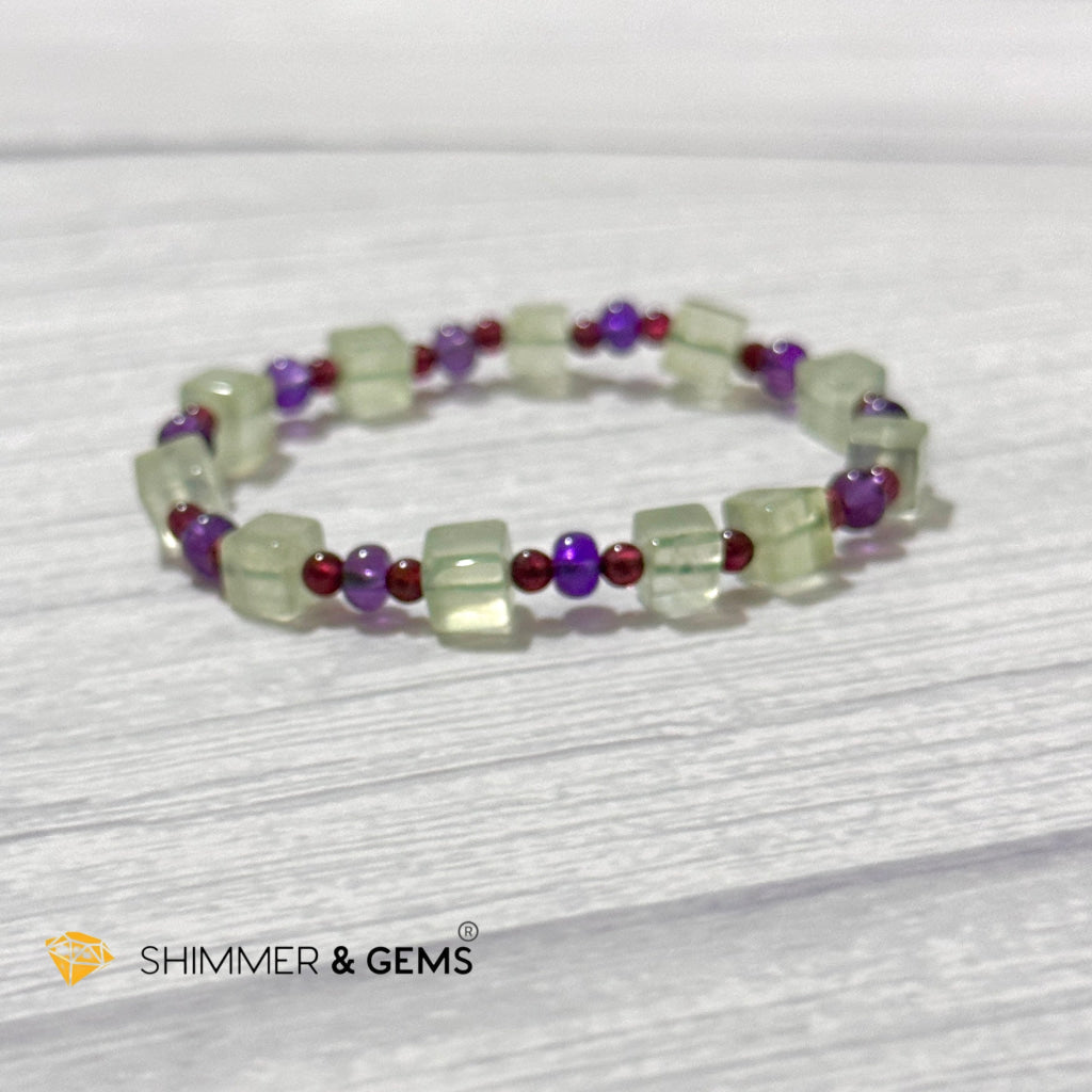 Calmness & Joy Bracelet (Prehnite, Amethyst and Garnet)