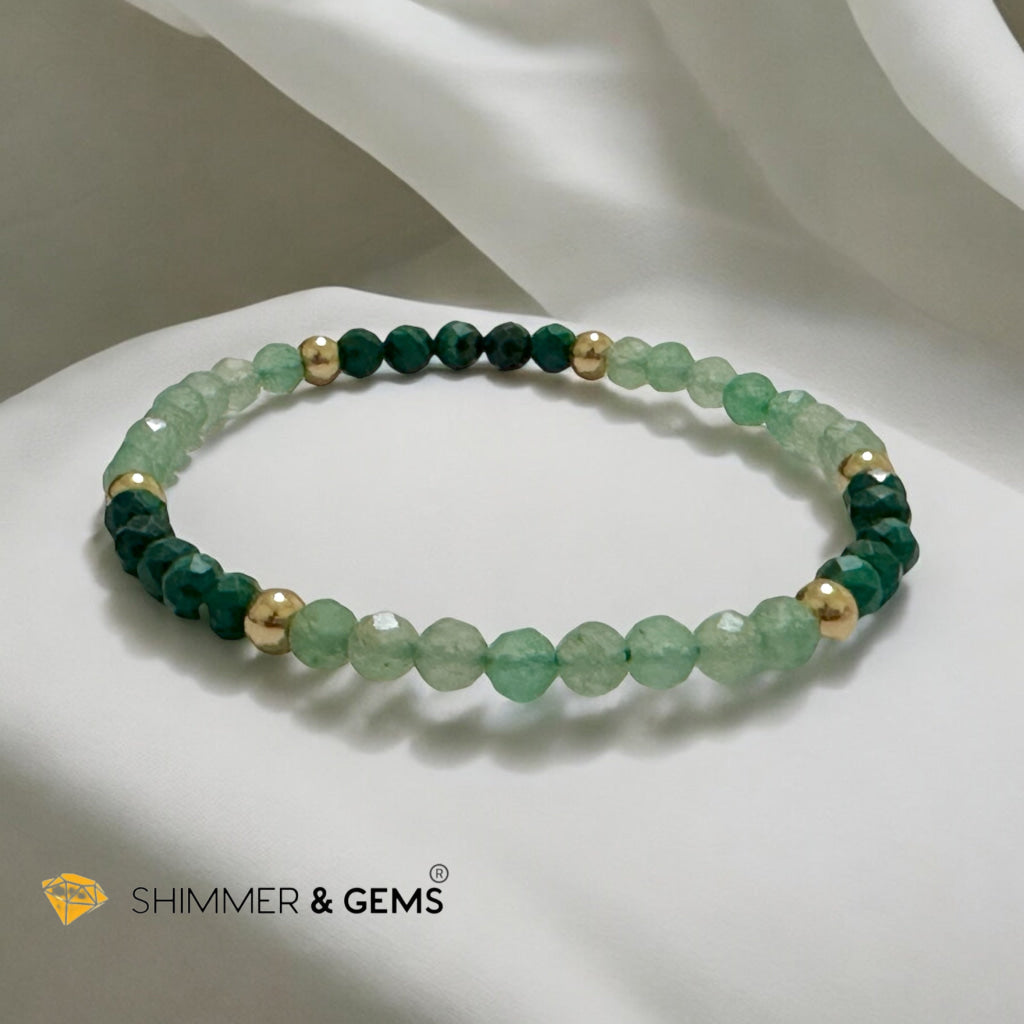 Career Breakthrough 4mm Bracelet with Stainless Steel Beads (Malachite & Aventurine)