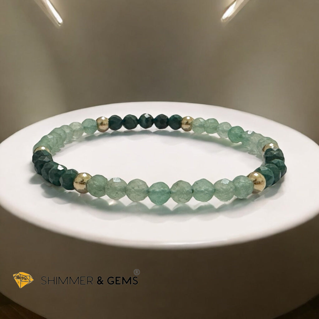 Career Breakthrough 4mm Bracelet with Stainless Steel Beads (Malachite & Aventurine)