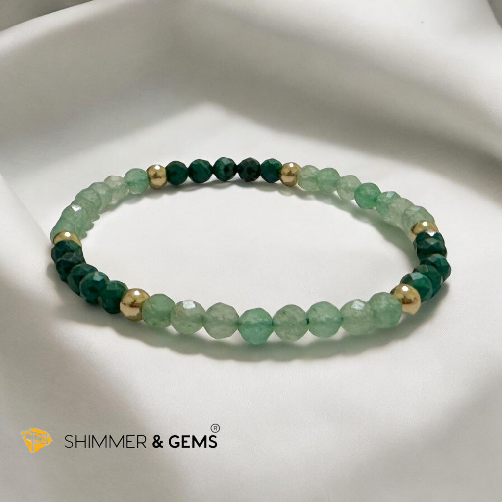 Career Breakthrough 4mm Bracelet with Stainless Steel Beads (Malachite & Aventurine)