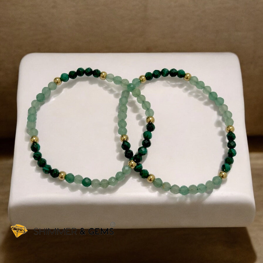 Career Breakthrough 4mm Bracelet with Stainless Steel Beads (Malachite & Aventurine)