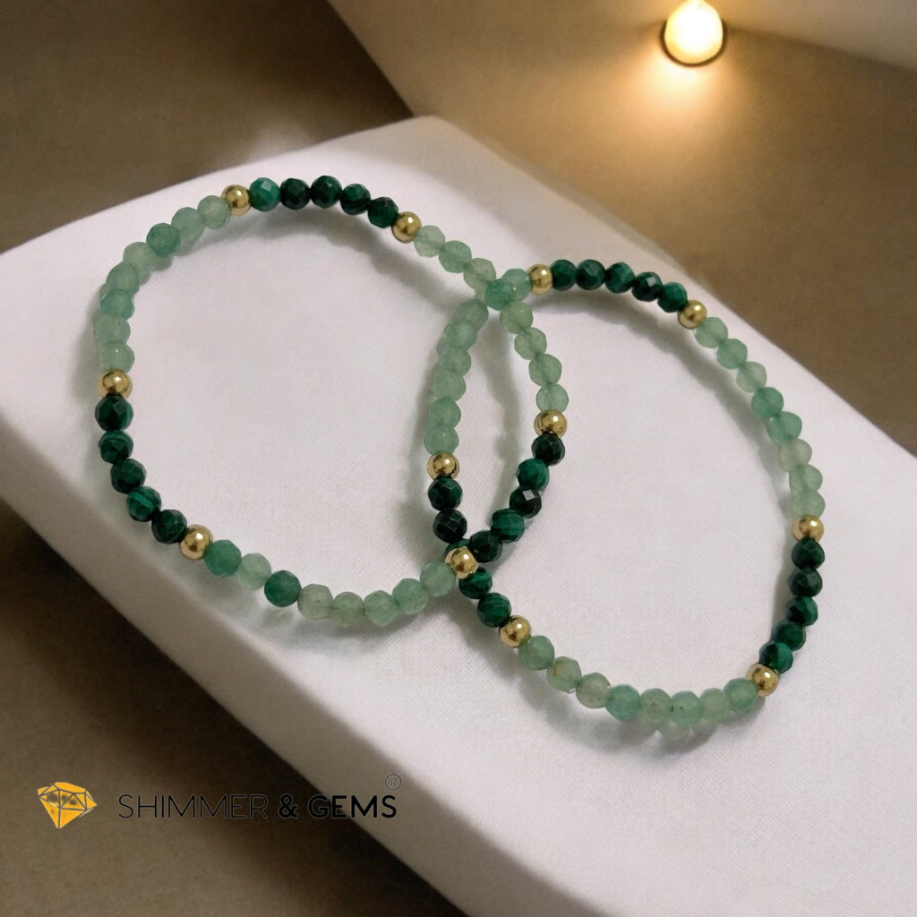 Career Breakthrough 4mm Bracelet with Stainless Steel Beads (Malachite & Aventurine)