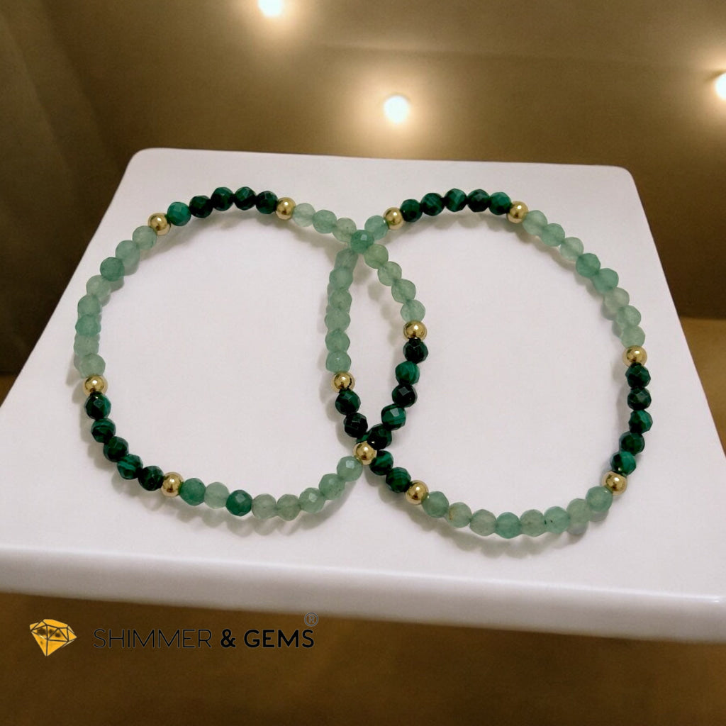 Career Breakthrough 4mm Bracelet with Stainless Steel Beads (Malachite & Aventurine)