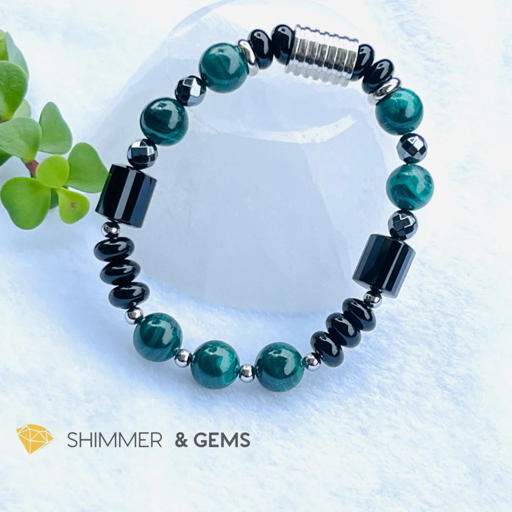 CAREER LUCK Bracelet For Men (Malachite, Black Agate and Hematite)