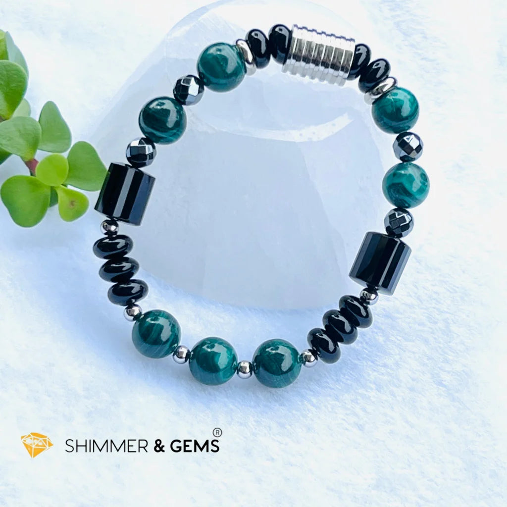 CAREER LUCK Bracelet For Men (Malachite, Black Agate and Hematite)