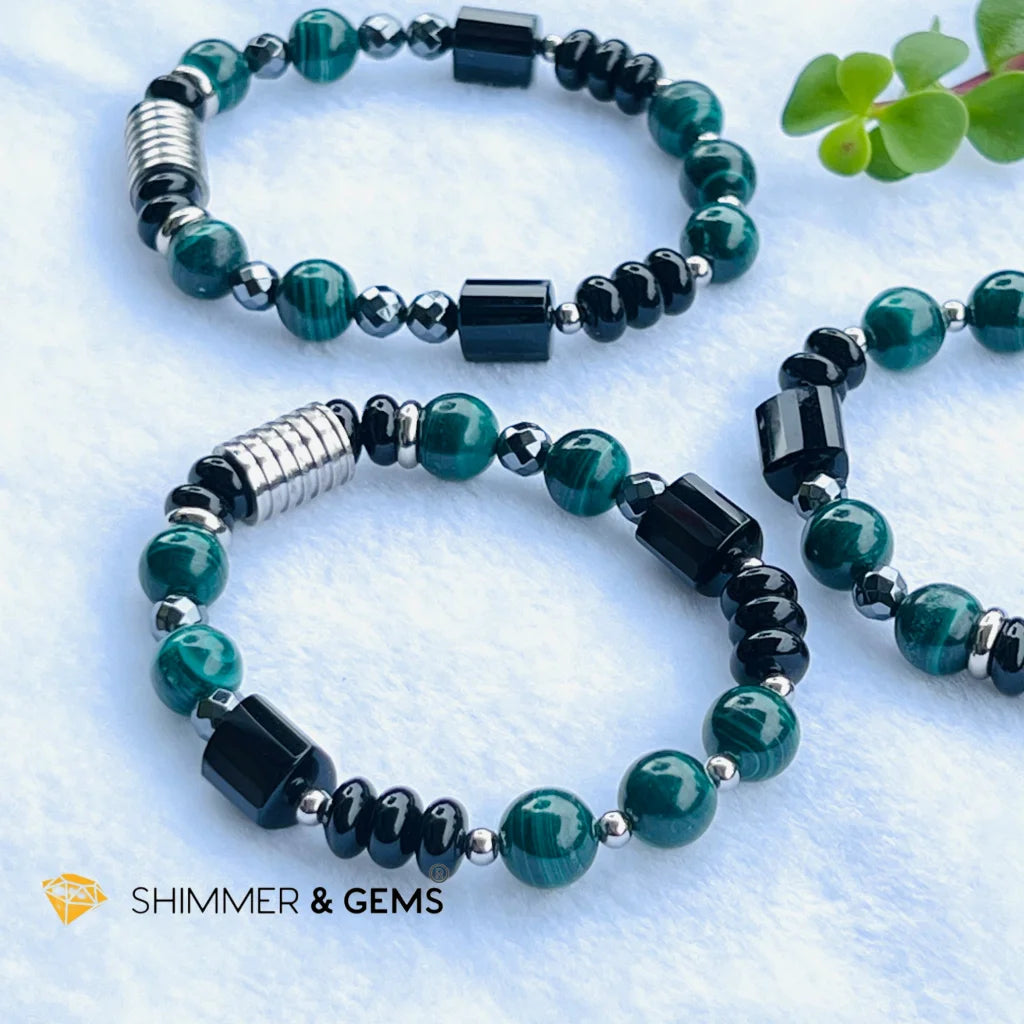 CAREER LUCK Bracelet For Men (Malachite, Black Agate and Hematite)