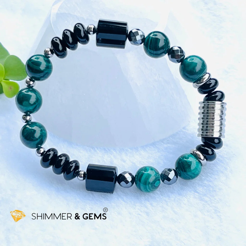 CAREER LUCK Bracelet For Men (Malachite, Black Agate and Hematite)