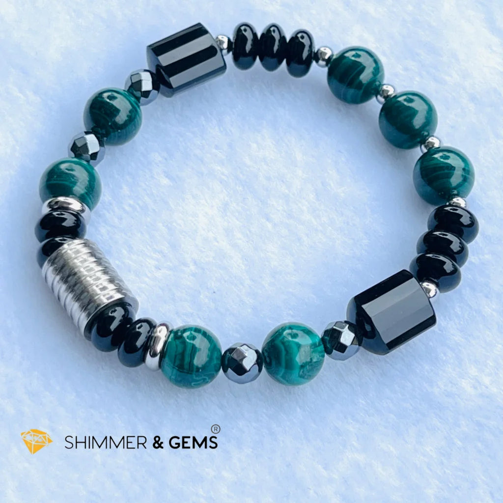 CAREER LUCK Bracelet For Men (Malachite, Black Agate and Hematite)