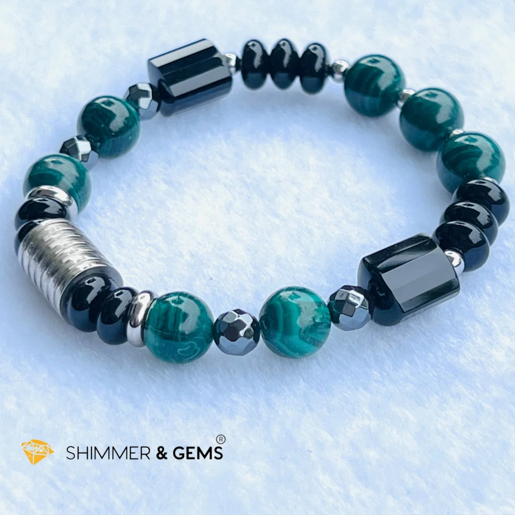 CAREER LUCK Bracelet For Men (Malachite, Black Agate and Hematite)