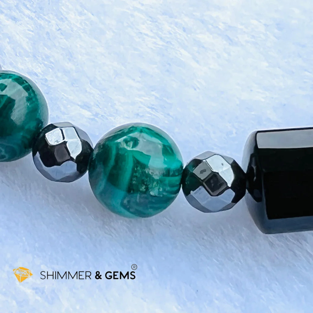 CAREER LUCK Bracelet For Men (Malachite, Black Agate and Hematite)