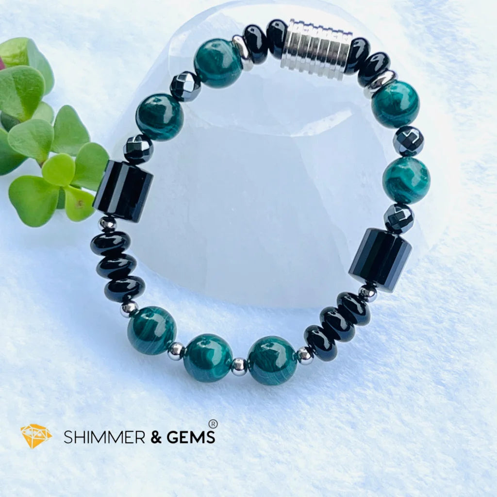 CAREER LUCK Bracelet For Men (Malachite, Black Agate and Hematite)