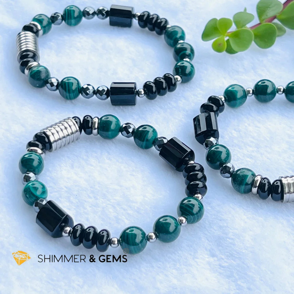 CAREER LUCK Bracelet For Men (Malachite, Black Agate and Hematite)