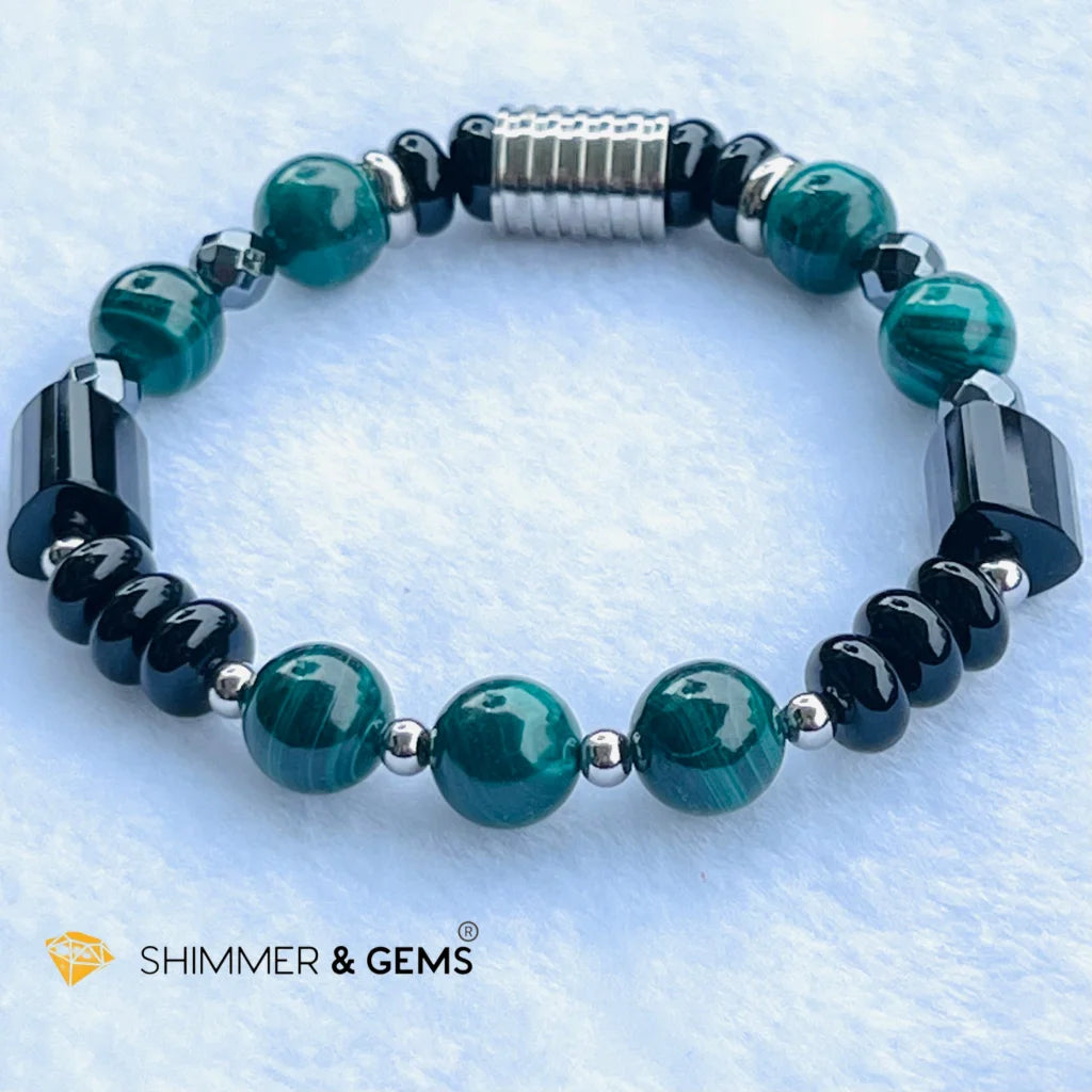 CAREER LUCK Bracelet For Men (Malachite, Black Agate and Hematite)