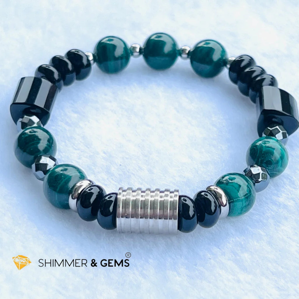 CAREER LUCK Bracelet For Men (Malachite, Black Agate and Hematite)