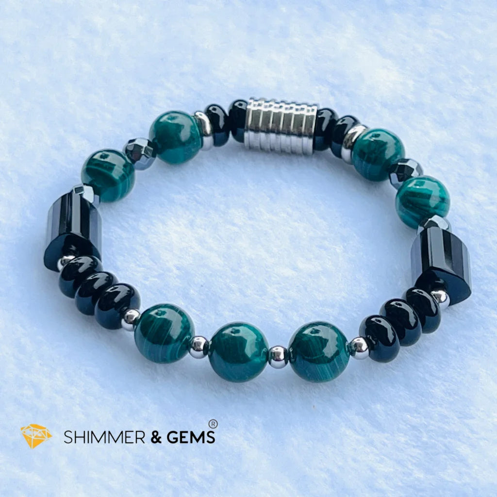 CAREER LUCK Bracelet For Men (Malachite, Black Agate and Hematite)