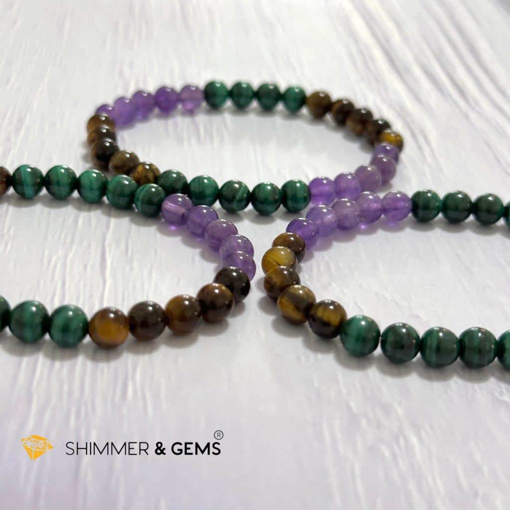 Career & Success Luck Remedy Bracelet 6mm (Amethyst, Tiger’s Eye & Malachite)