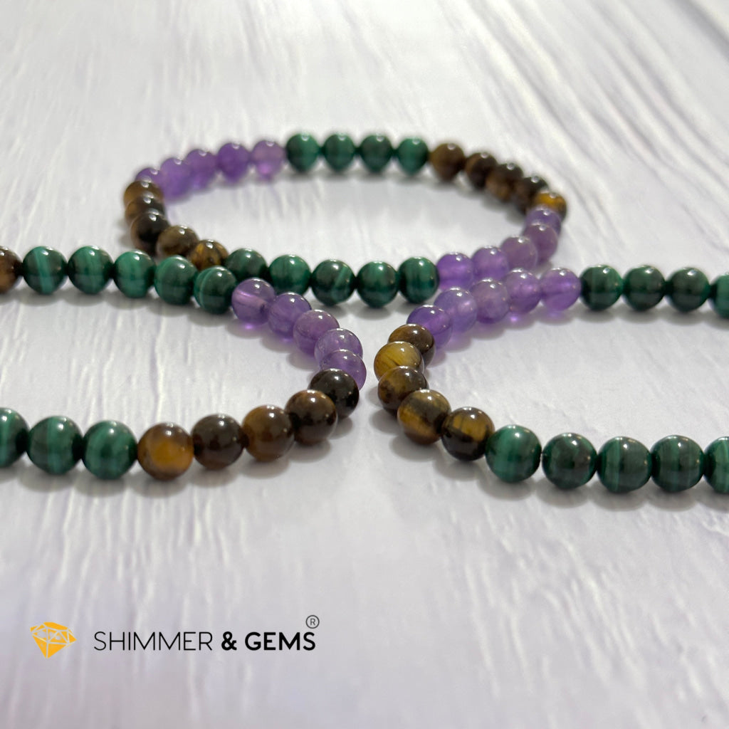 Career & Success Luck Remedy Bracelet 6mm (Amethyst, Tiger’s Eye & Malachite)