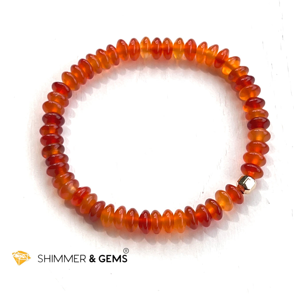 Carnelian 5Mm Rondelle Healing Bracelets With 14K Gold Filled