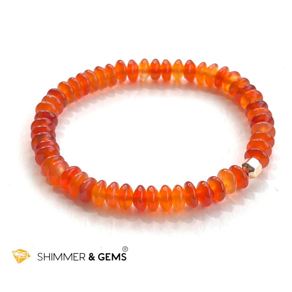 Carnelian 5Mm Rondelle Healing Bracelets With 14K Gold Filled