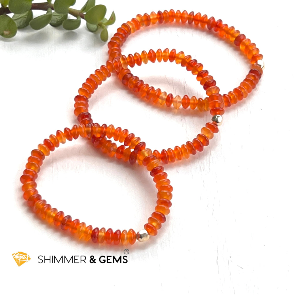 Carnelian 5Mm Rondelle Healing Bracelets With 14K Gold Filled