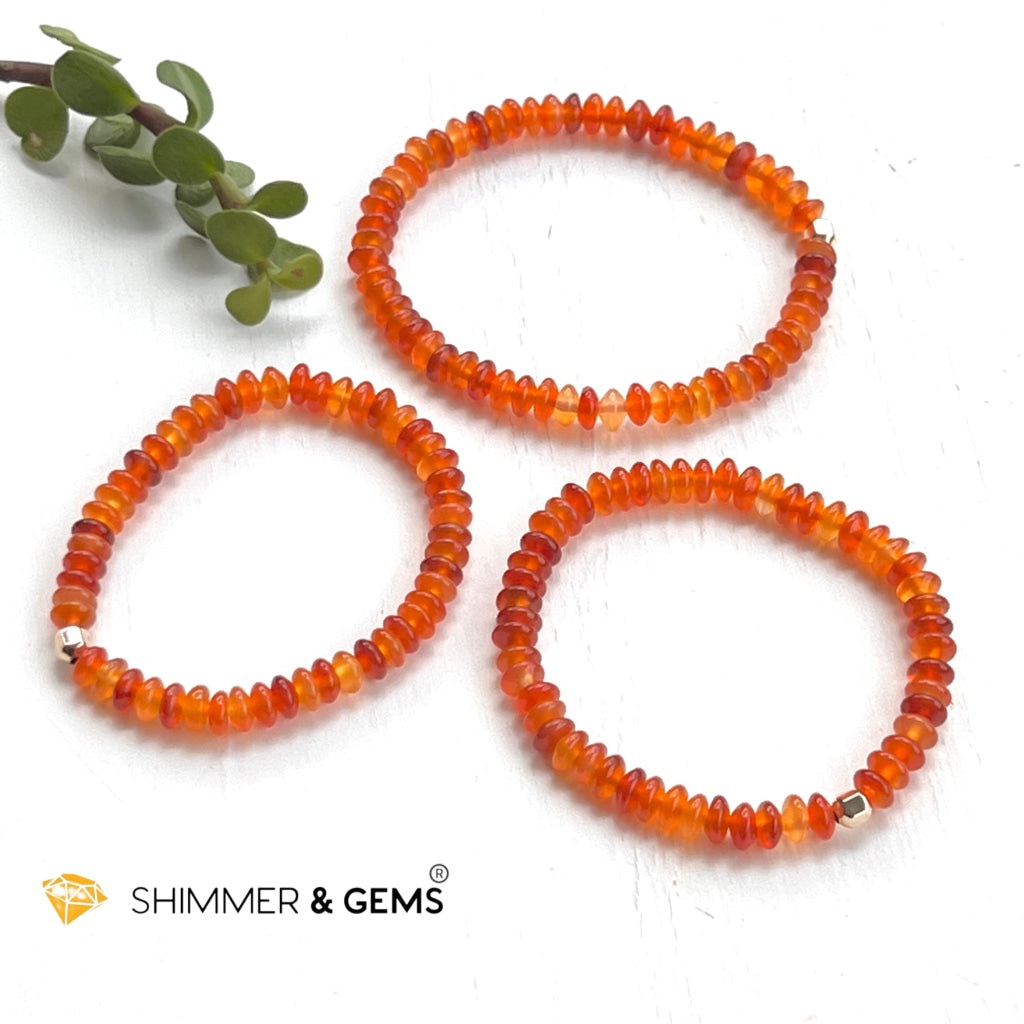 Carnelian 5Mm Rondelle Healing Bracelets With 14K Gold Filled