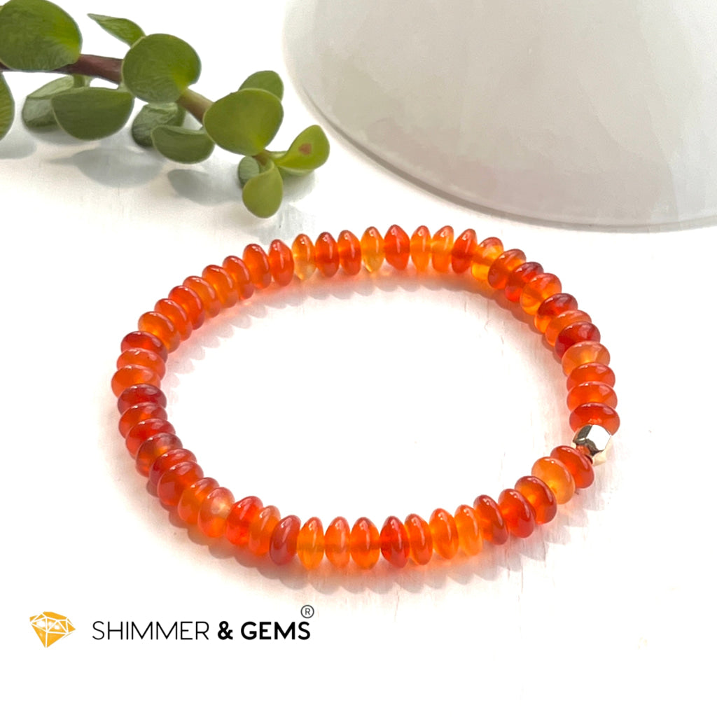 Carnelian 5Mm Rondelle Healing Bracelets With 14K Gold Filled