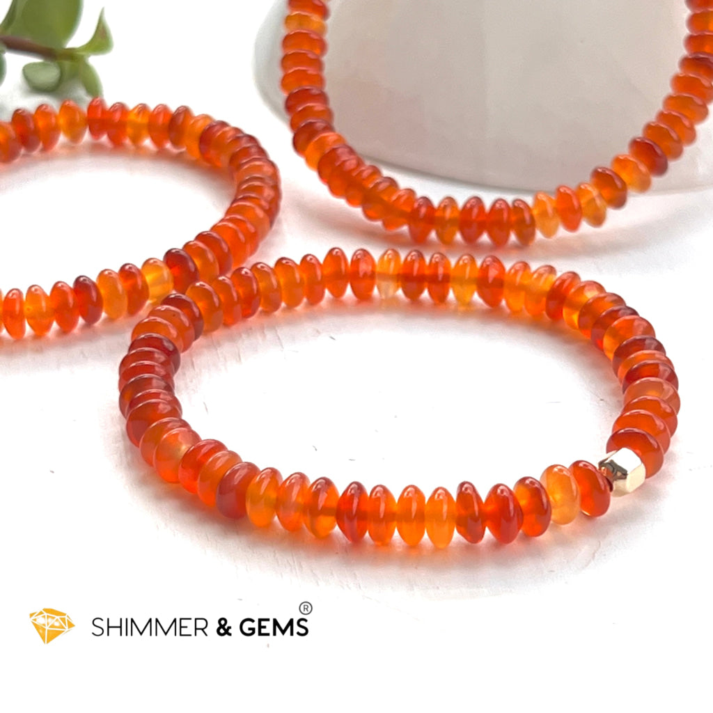 Carnelian 5Mm Rondelle Healing Bracelets With 14K Gold Filled