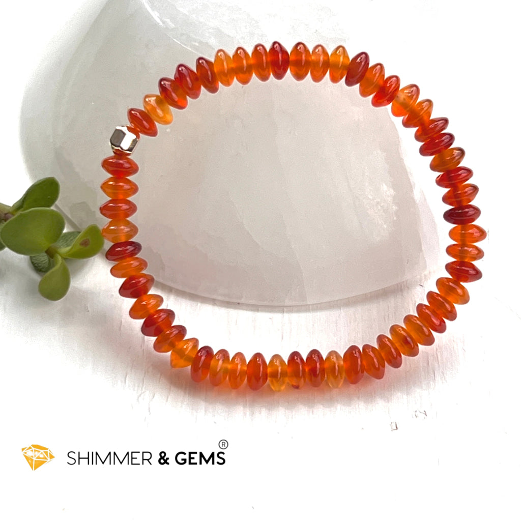 Carnelian 5Mm Rondelle Healing Bracelets With 14K Gold Filled