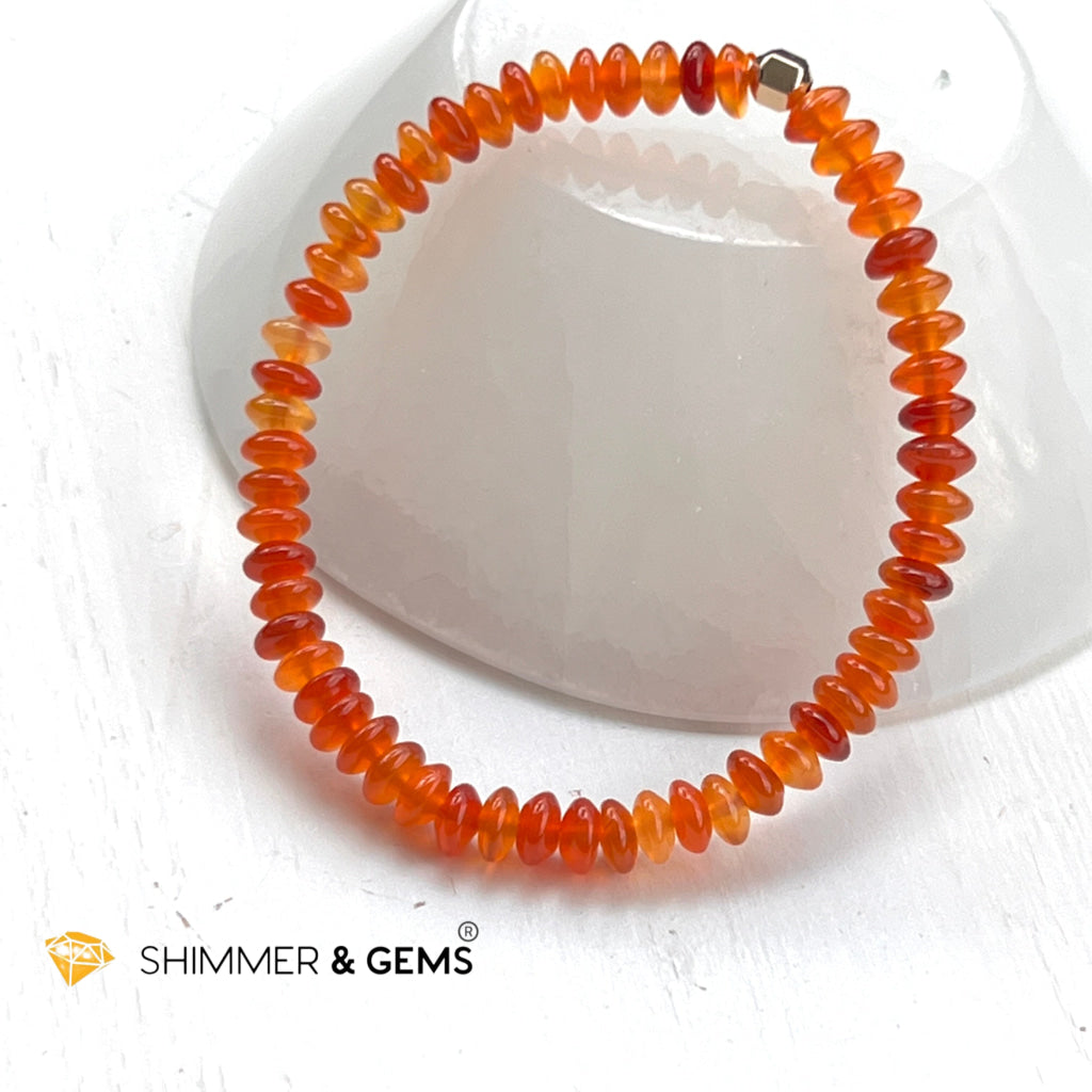 Carnelian 5Mm Rondelle Healing Bracelets With 14K Gold Filled 5.5