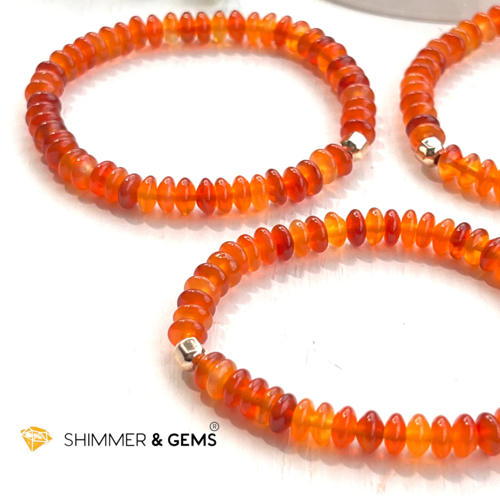 Carnelian 5Mm Rondelle Healing Bracelets With 14K Gold Filled