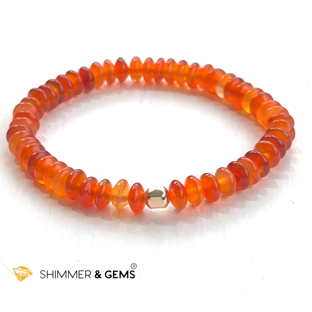 Carnelian 5Mm Rondelle Healing Bracelets With 14K Gold Filled