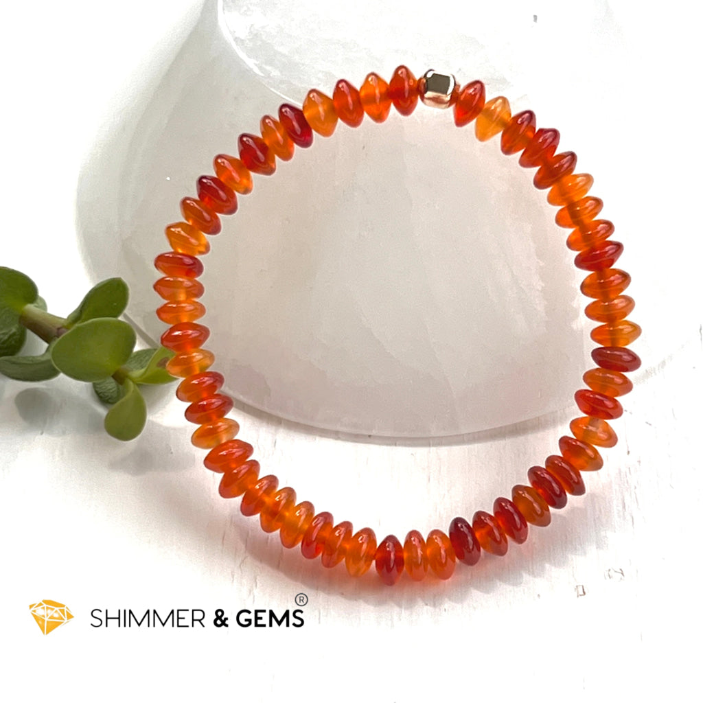 Carnelian 5Mm Rondelle Healing Bracelets With 14K Gold Filled