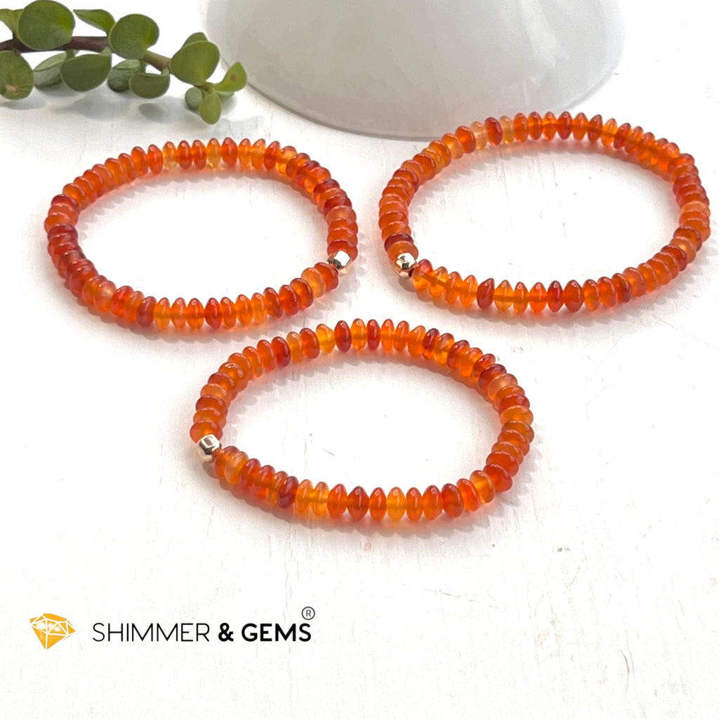 Carnelian 5Mm Rondelle Healing Bracelets With 14K Gold Filled