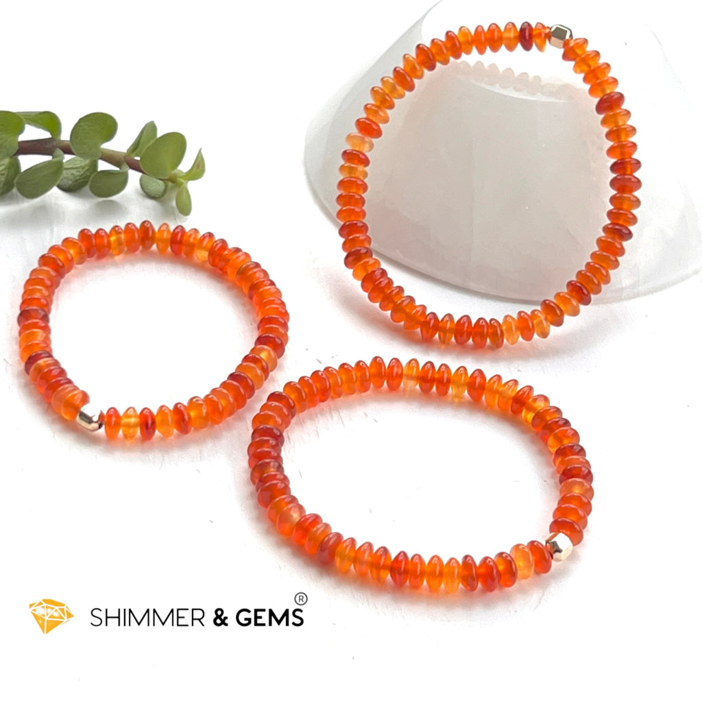 Carnelian 5Mm Rondelle Healing Bracelets With 14K Gold Filled