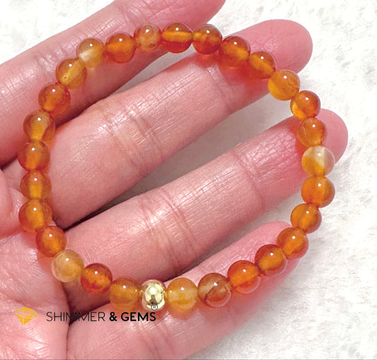 Carnelian 6mm Bracelet with 14k gold filled bead