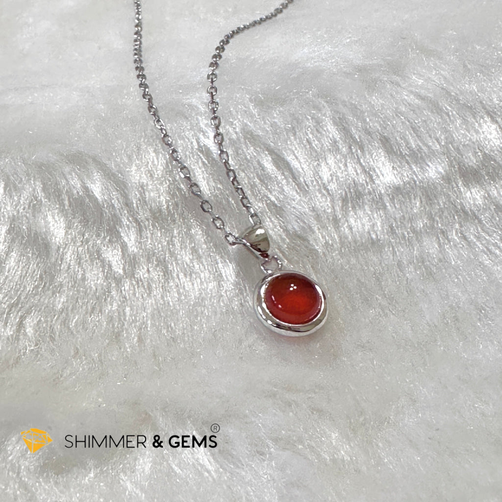 Carnelian 6mm Round 925 Silver Pendant AAA